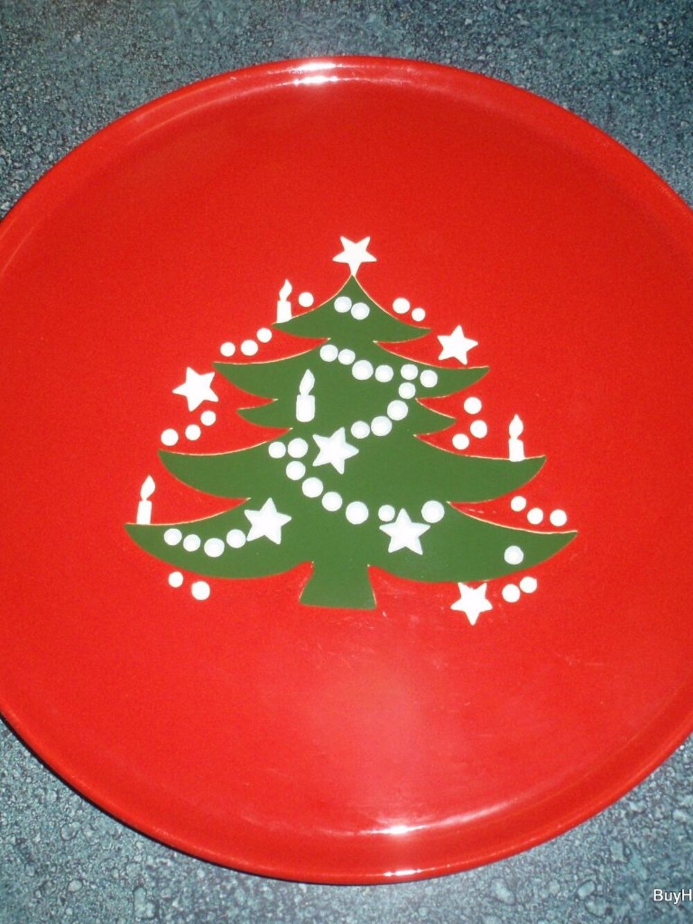 Waechtersbach Germany Red Christmas Tree Serving Platter Cookie Plate - 12-3/8"
